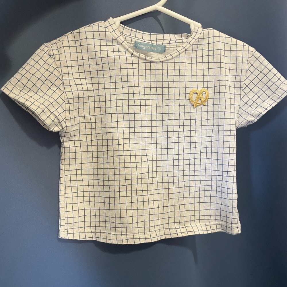 Gingersnaps Checkered Kids Shirt with Pretzel Detail